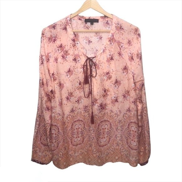 Sanctuary Sunshine Girl Floral Print Lace Up Tunic Top Sz Small Peasant Bohemian - Picture 2 of 10